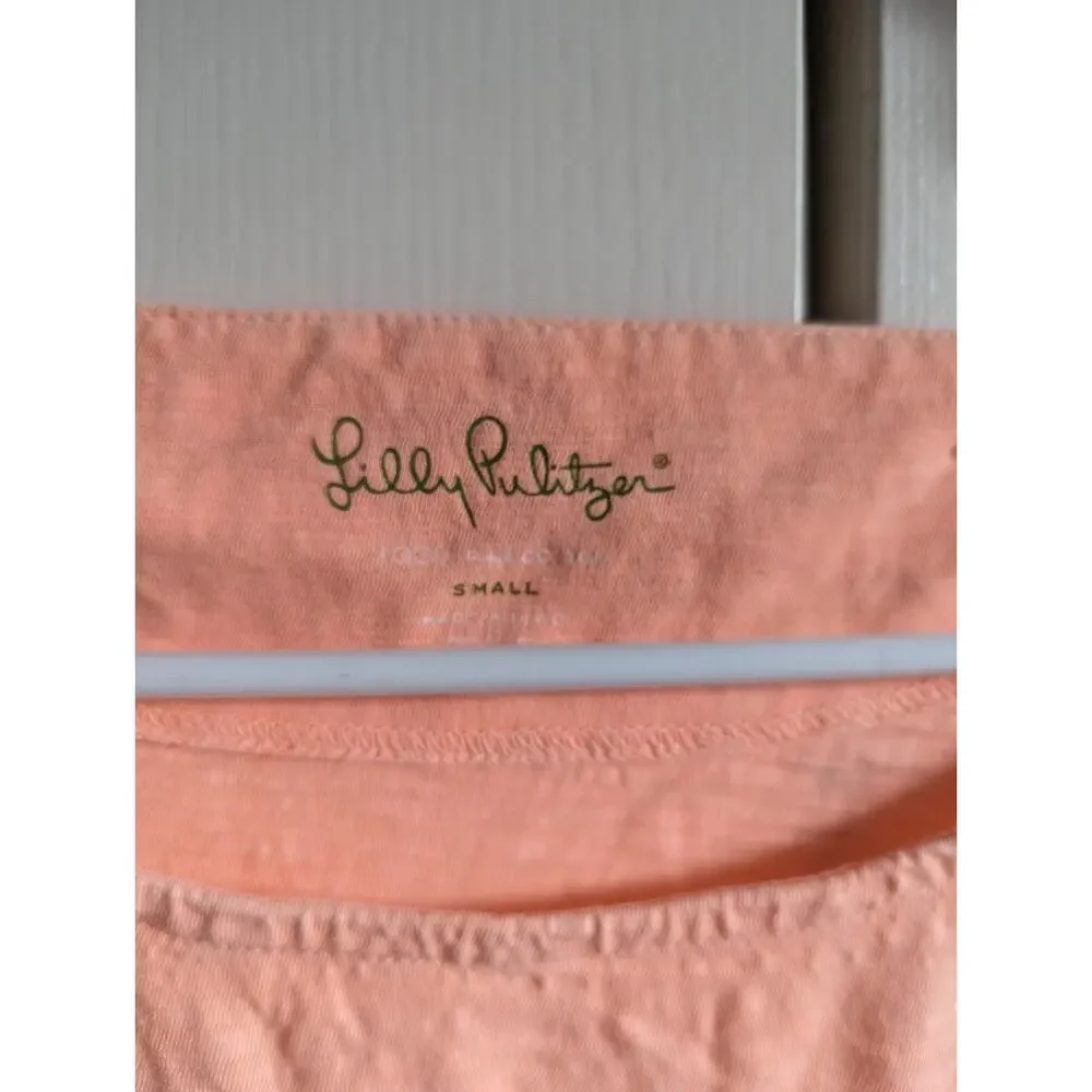 Lilly Pulitzer Womens Cassie T Shirt Dress Knit Light Orange/Pink Pullover Sm